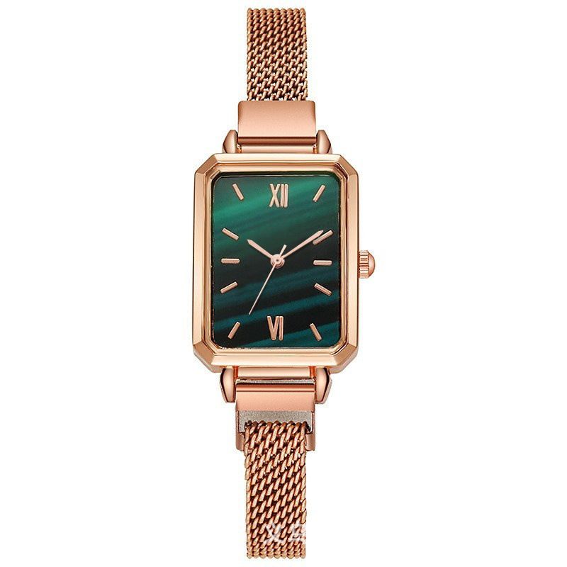 Women's watch, peacock green square design, elegant style