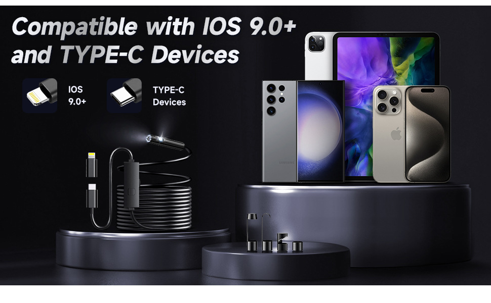 Endoscope camera with mobile phone connection, HD resolution