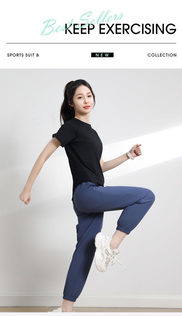 Yeni stil kadın bol paça jogger hızlı kuruyan yoga pantolonu dar kesim koşu fitness nefes alan günlük pantolon