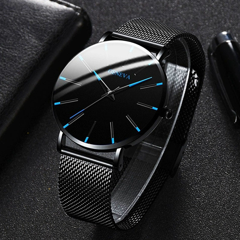 Quartz men's watch, alloy mesh band, business style