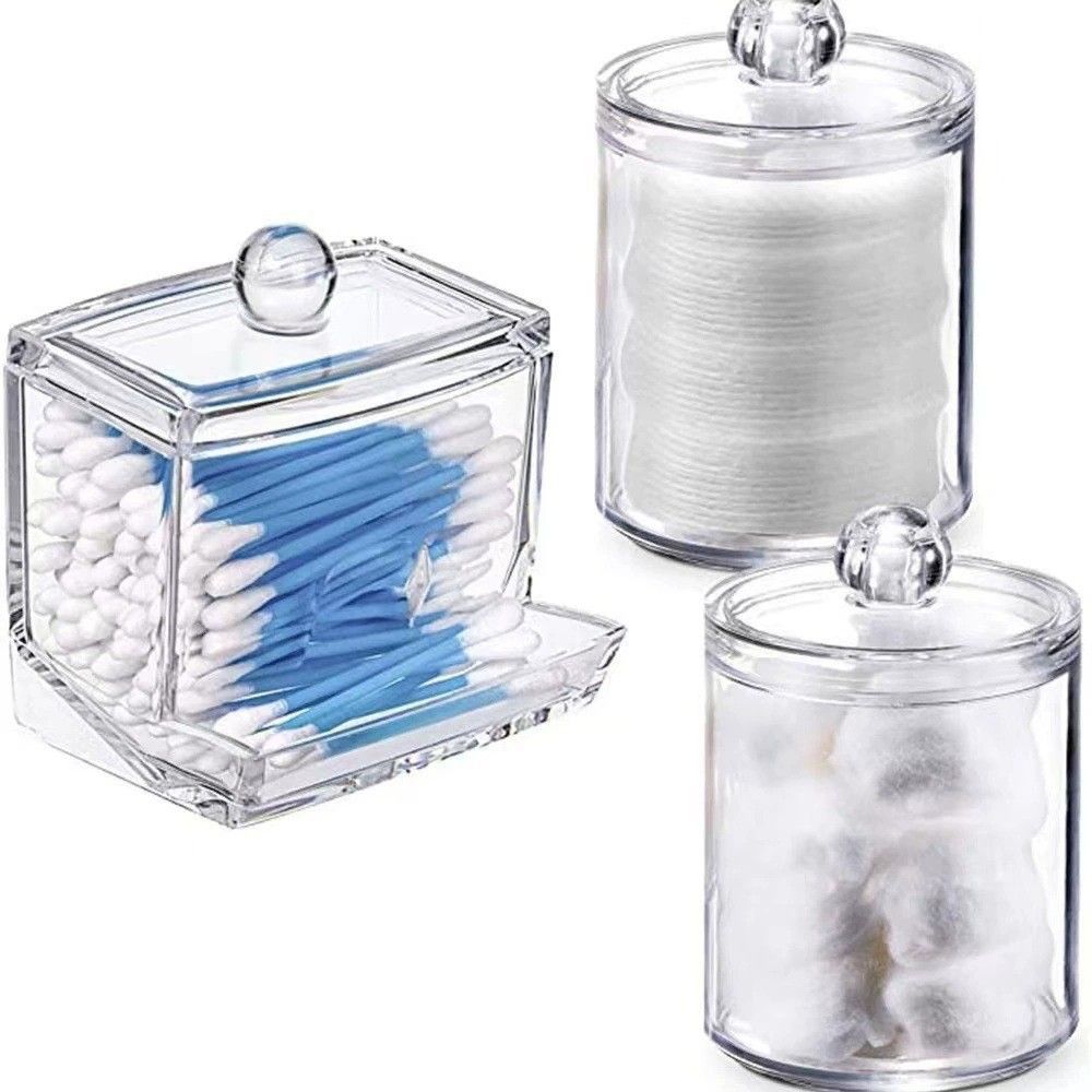 Rectangular cotton swab box with lid, storage set