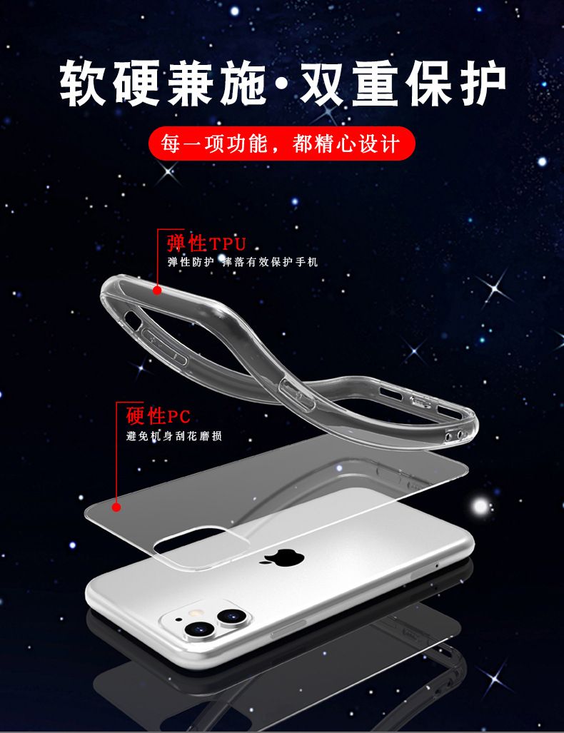 iPhone 12 Pro Max acrylic case, 2-in-1 PC TPU material