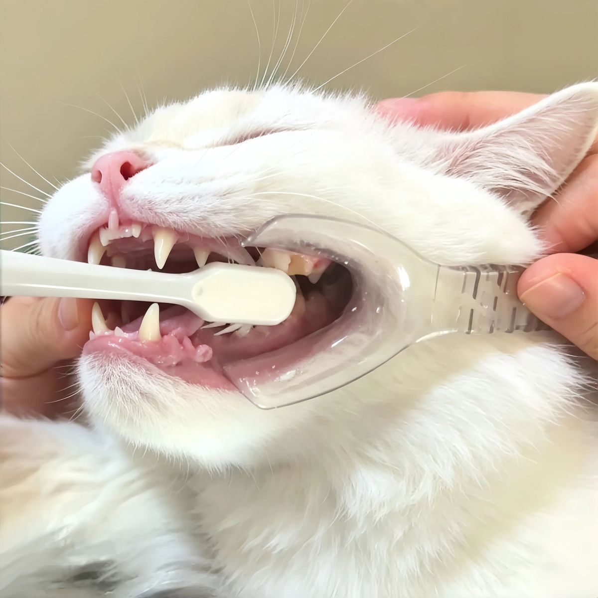 Kedi ve köpek ağız açacağı diş fırçalama yardımcı aracı