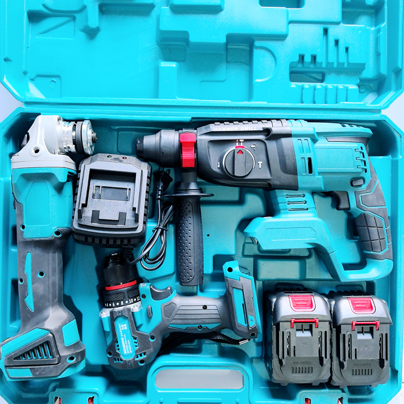 Rechargeable lithium-ion power tool set, hammer and grinder