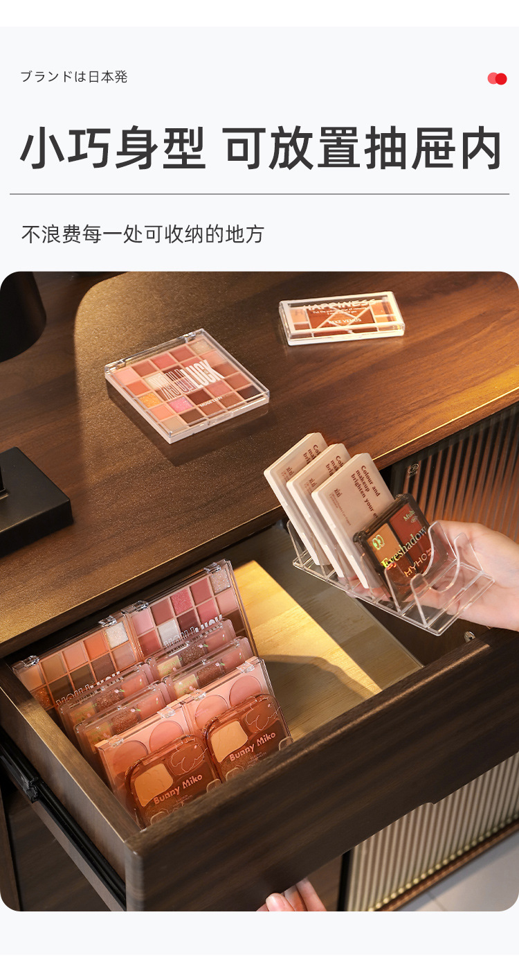 Multi-grid makeup storage box, transparent, desktop organizer