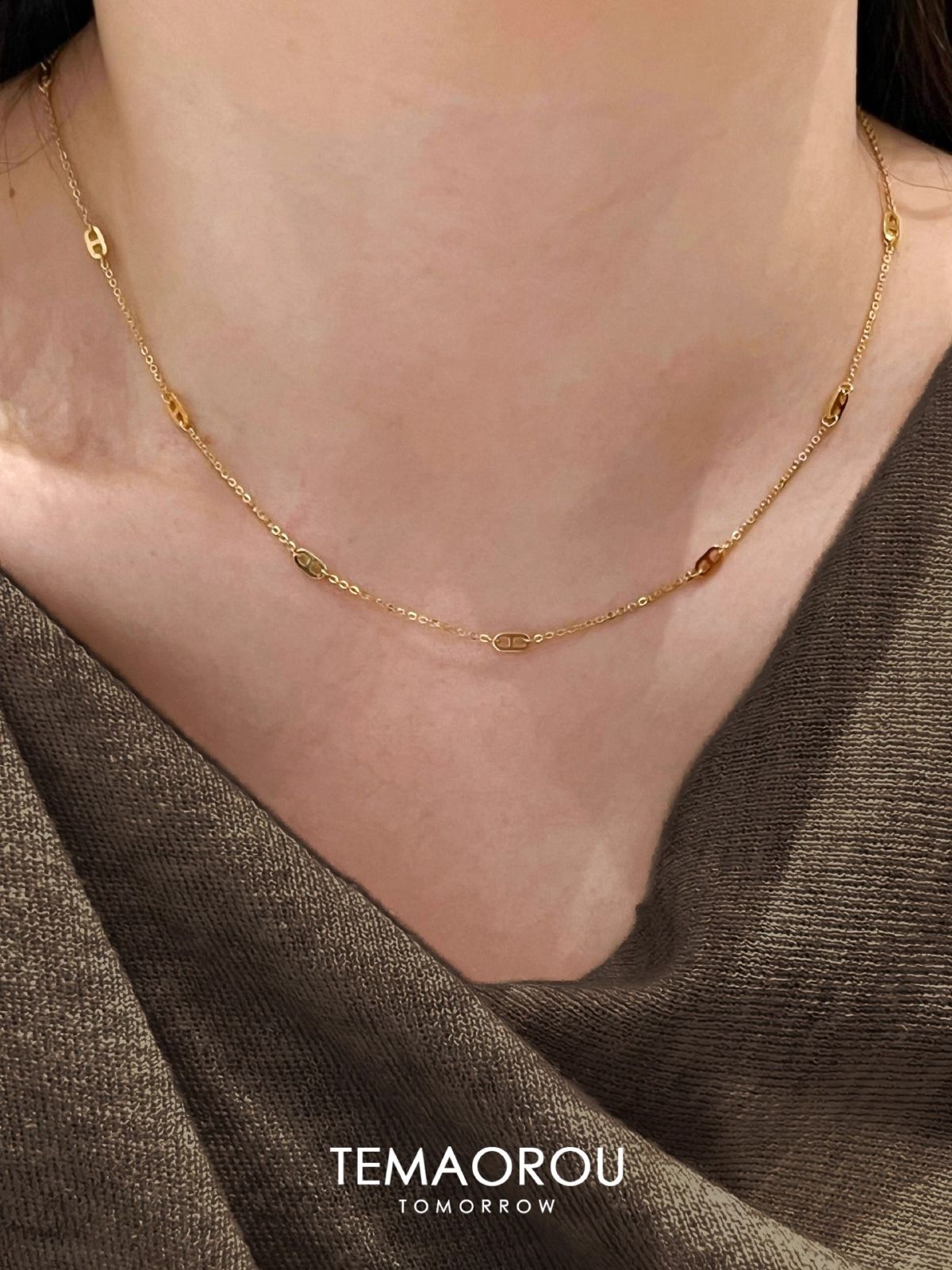 Ince stil boyun zinciri, choker kolye