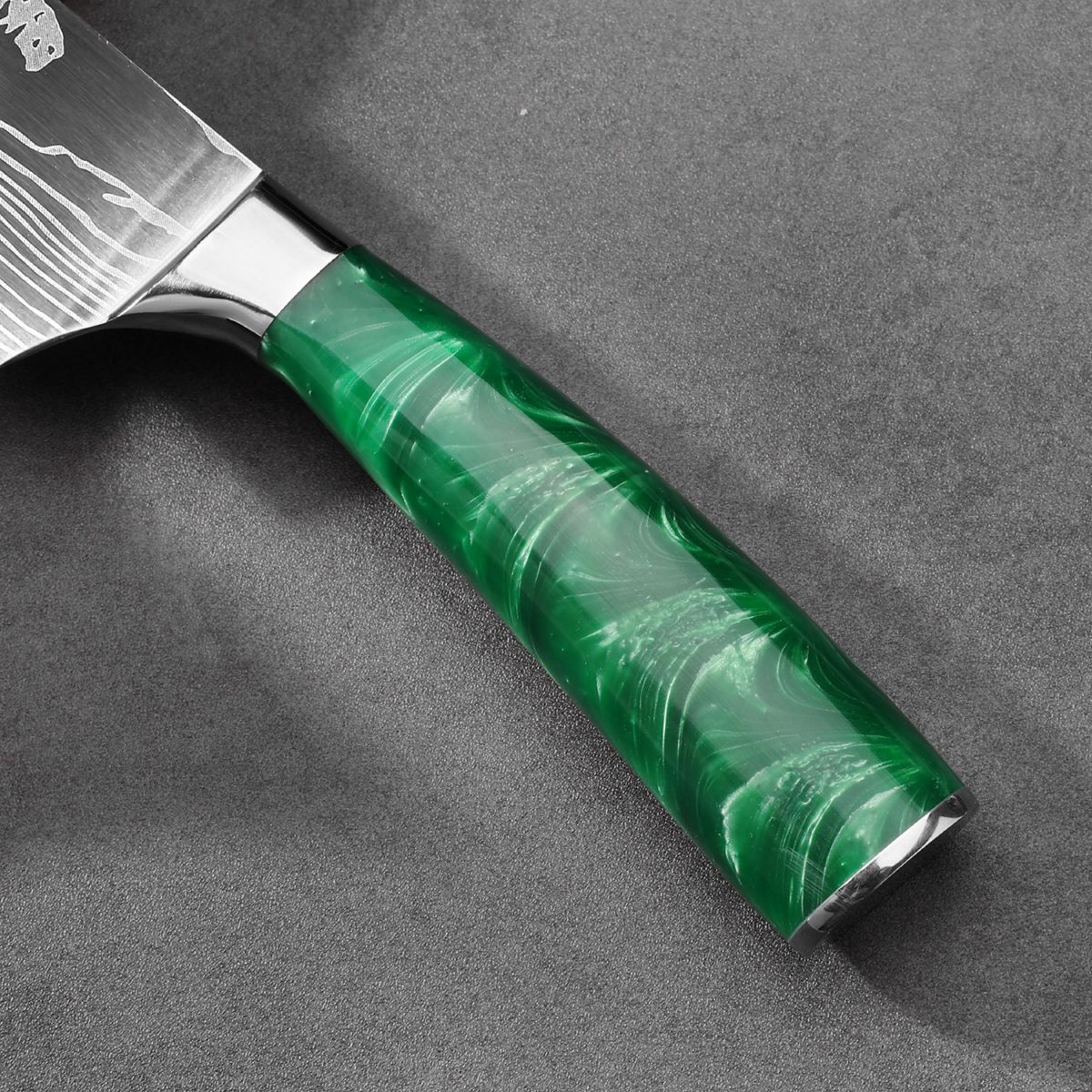 Şam desenli Japon santoku mutfak bıçak seti 3 parça