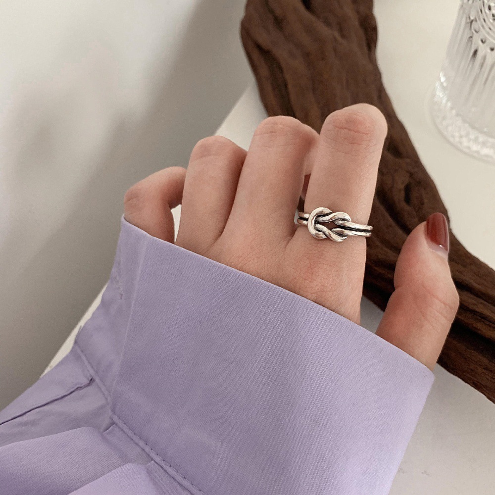 S925 sterling silver adjustable ring for women, vintage style