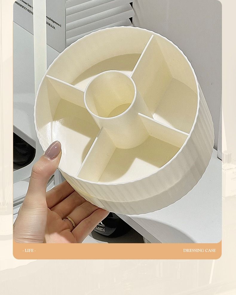 Rotating cosmetics storage box, desktop makeup organizer with drawer