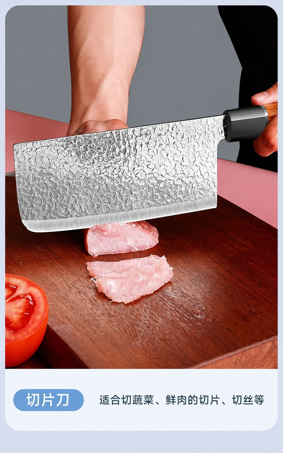 Forged kitchen knife set with fruit and vegetable knives, stainless steel