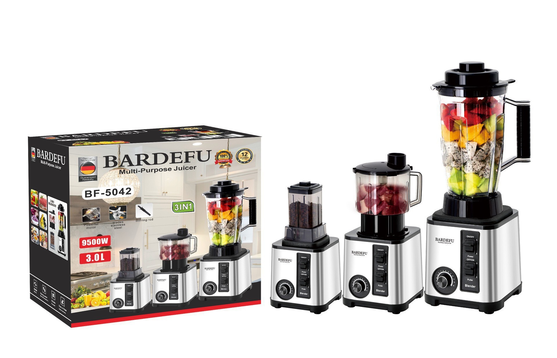 4L Blender 8in1, Paslanmaz Çelik Ticari
