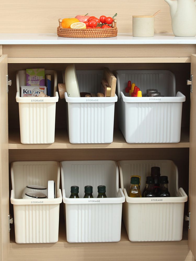 Kunststoff-Küchenlagerbox mit Rädern, japanischer Stil