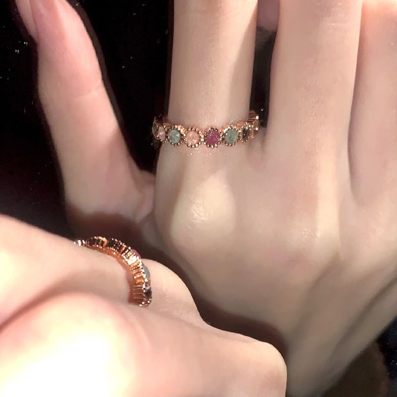 Turmalin Regenbogen Ring, verstellbar