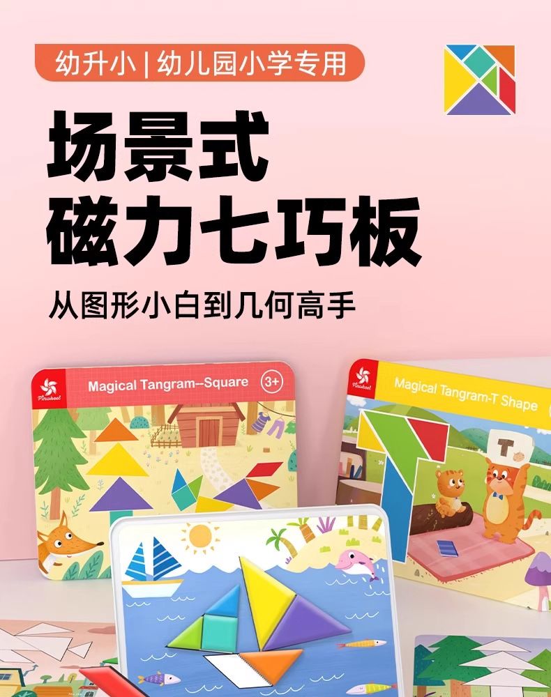 Manyetik Tangram Puzzle, 3-6 Yaş, Manyetik Çıkartmalar