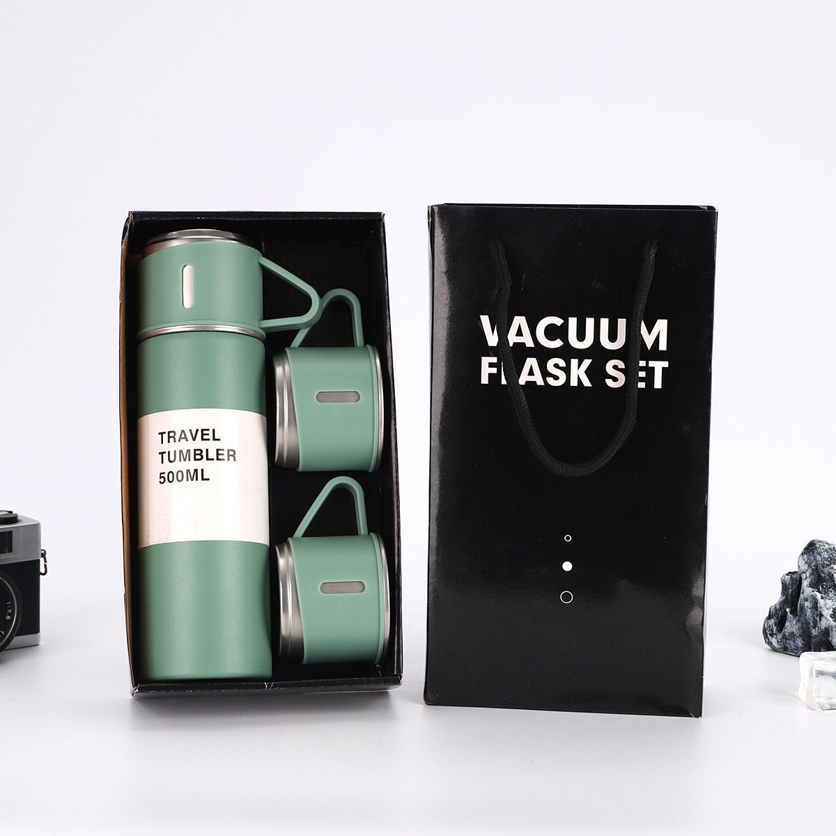 304er Edelstahl-Vakuumbecher, Geschenkset mit drei Deckeln