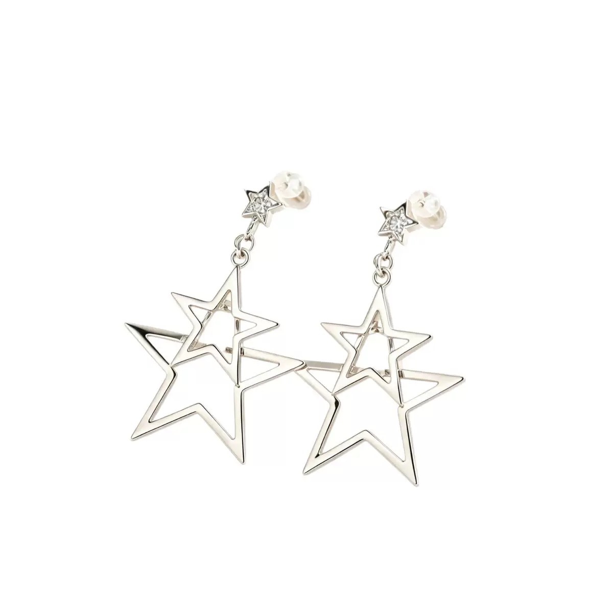 Double-layer star earrings, ear clips, minimalist design