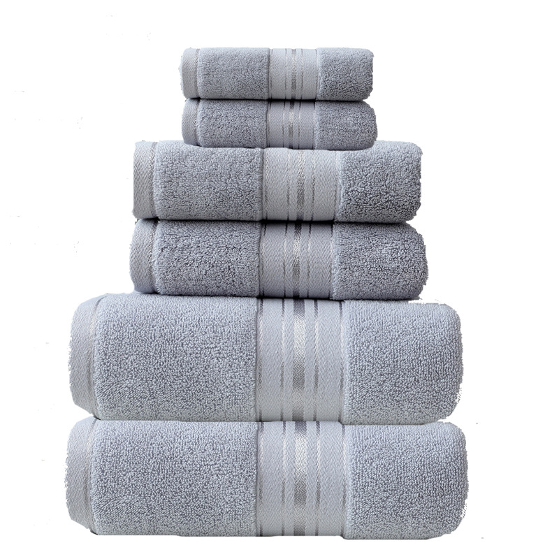 Baumwoll-Handtuchset, sechsteilig, glänzender Satin