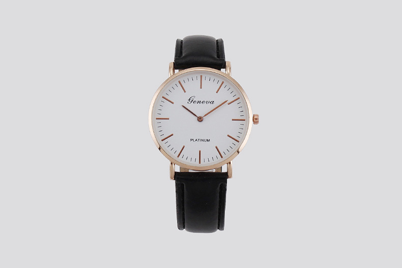 Herrenuhr, ultraflach, Lederarmband, Quarz