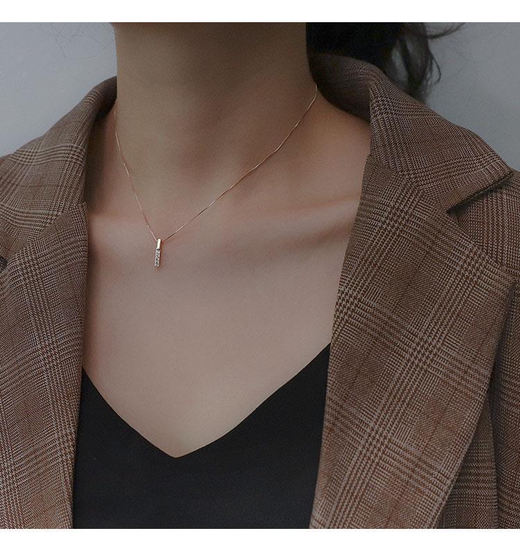 925er Silberhalskette, Damen, Minimalistisch, Rosegold