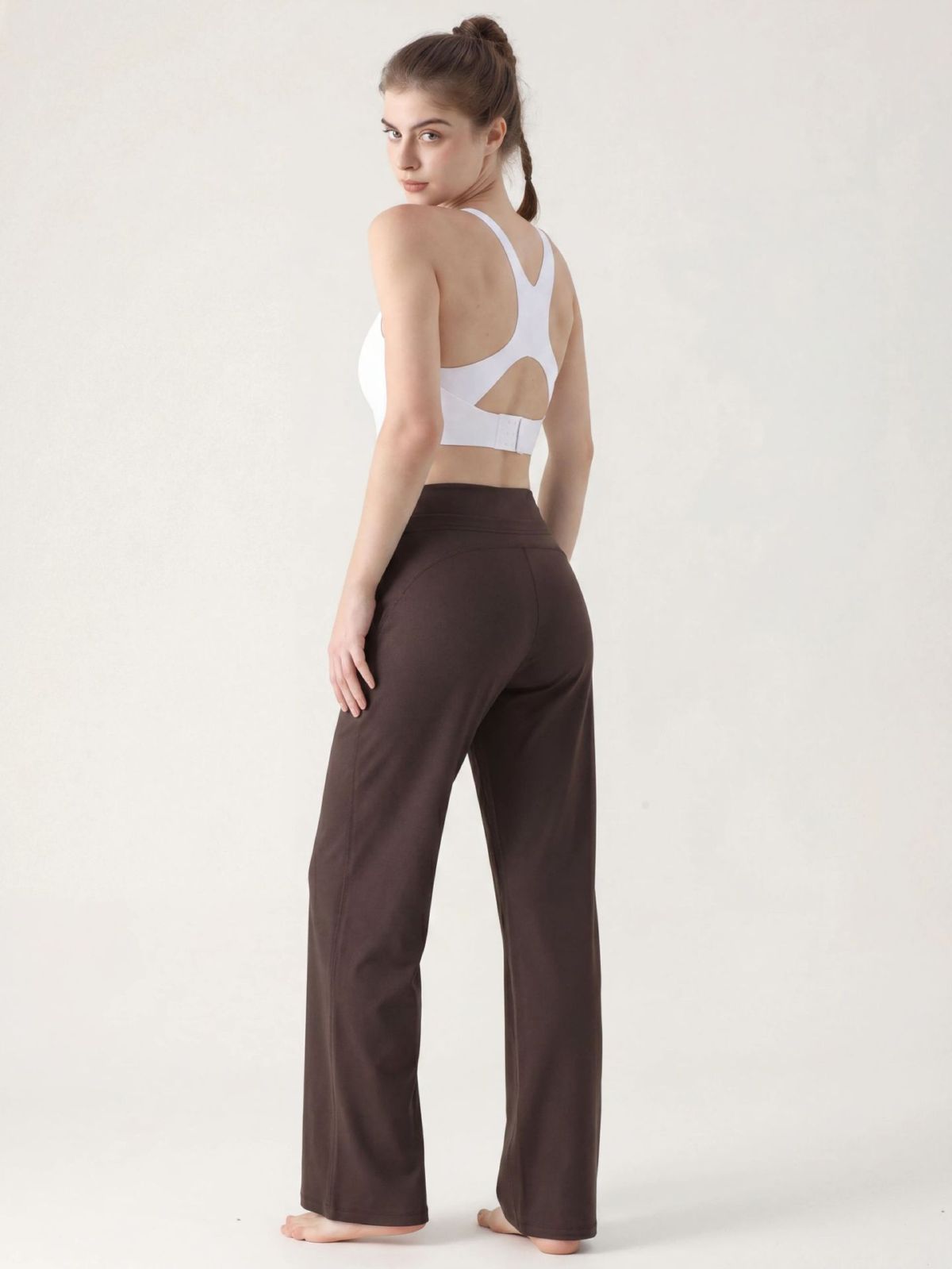 Kadın bol spor pantolon yoga geniş bacak yüksek bel bağcıklı