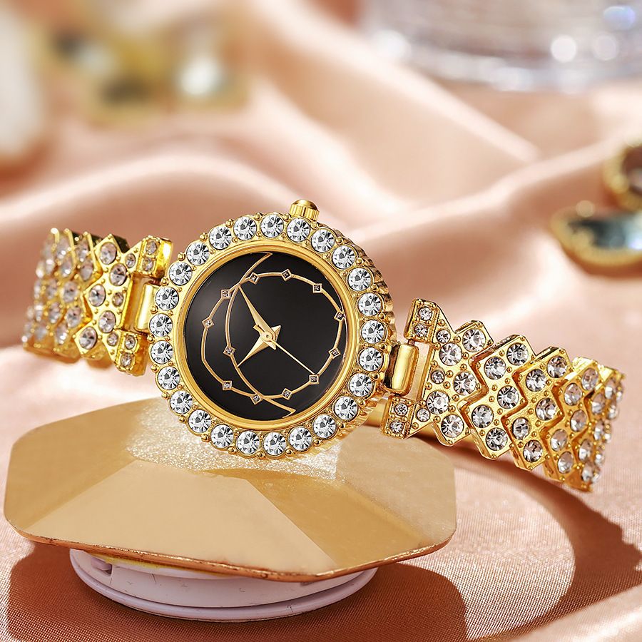 Women's quartz watch with rhinestone detail and Roman numerals