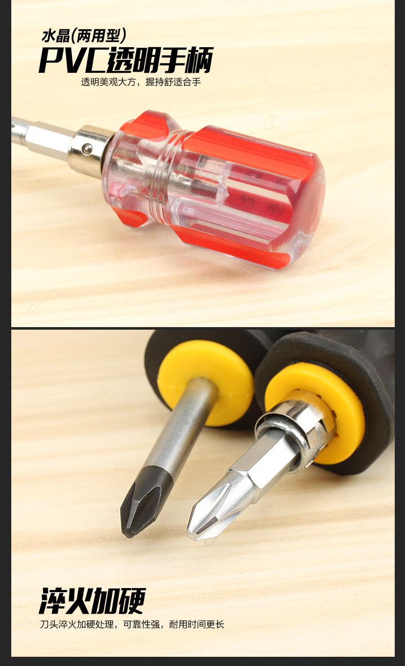 Household screwdriver set, mini short handle, Phillips and slotted