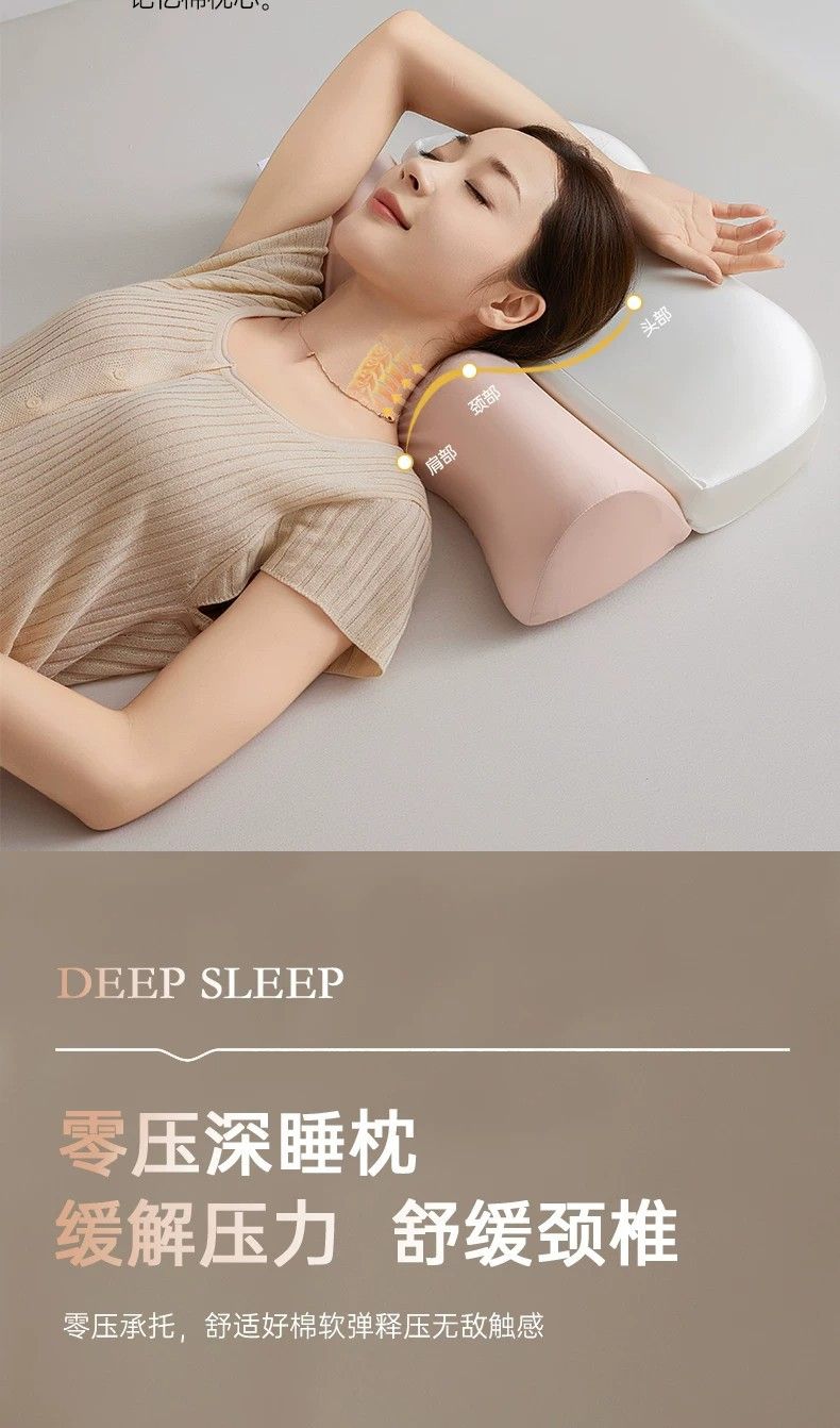 Cervical spine pillow, memory foam, traction support