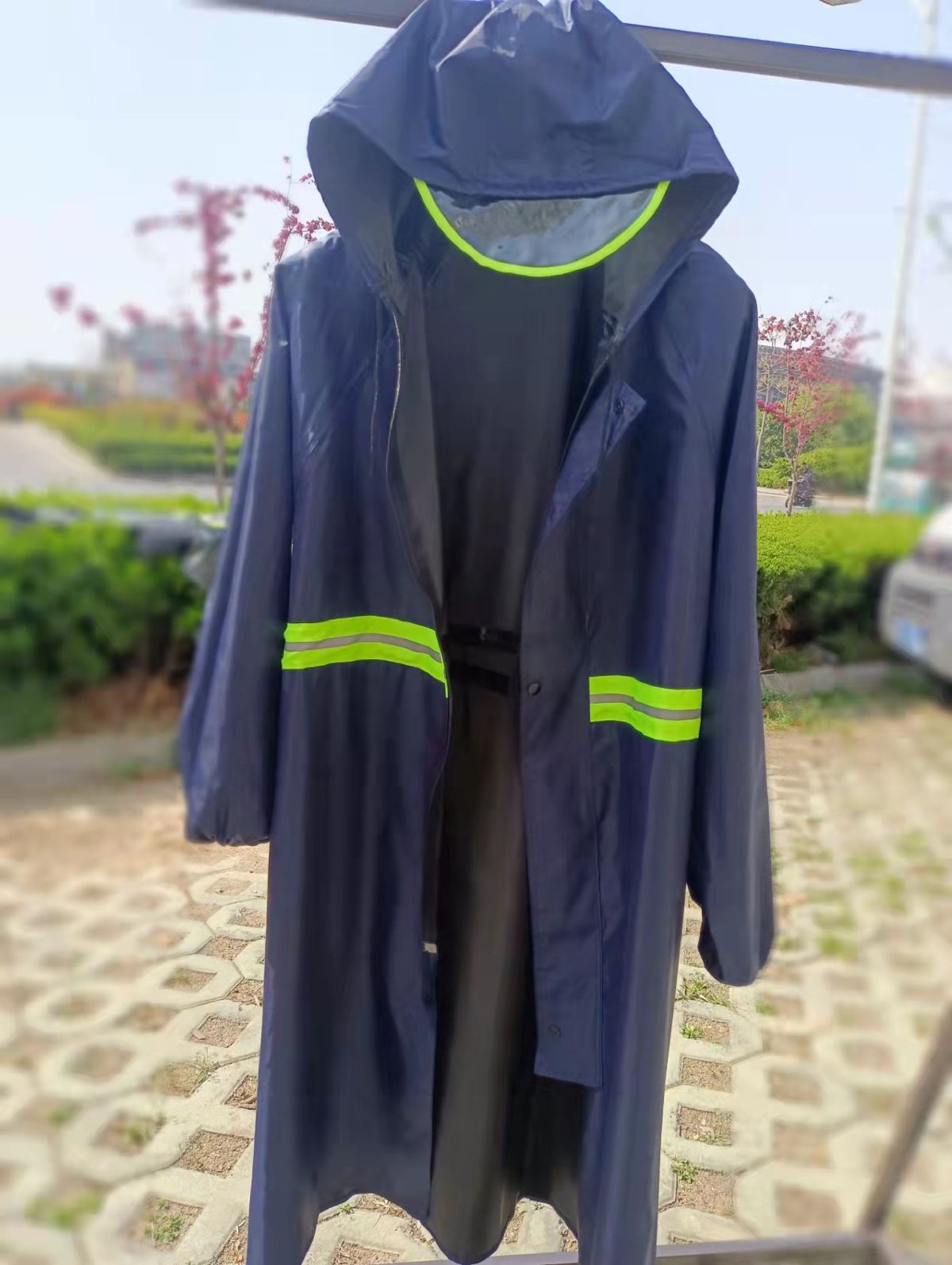 Regenjacke einteilig Oxford-Stoff reflektierend verdickt lang