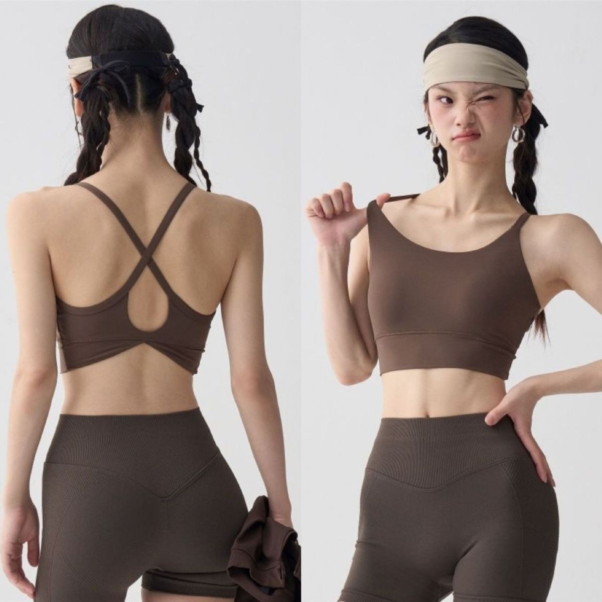 Kadın spor takımı fitness şort açık sırt yüksek yoğunluk