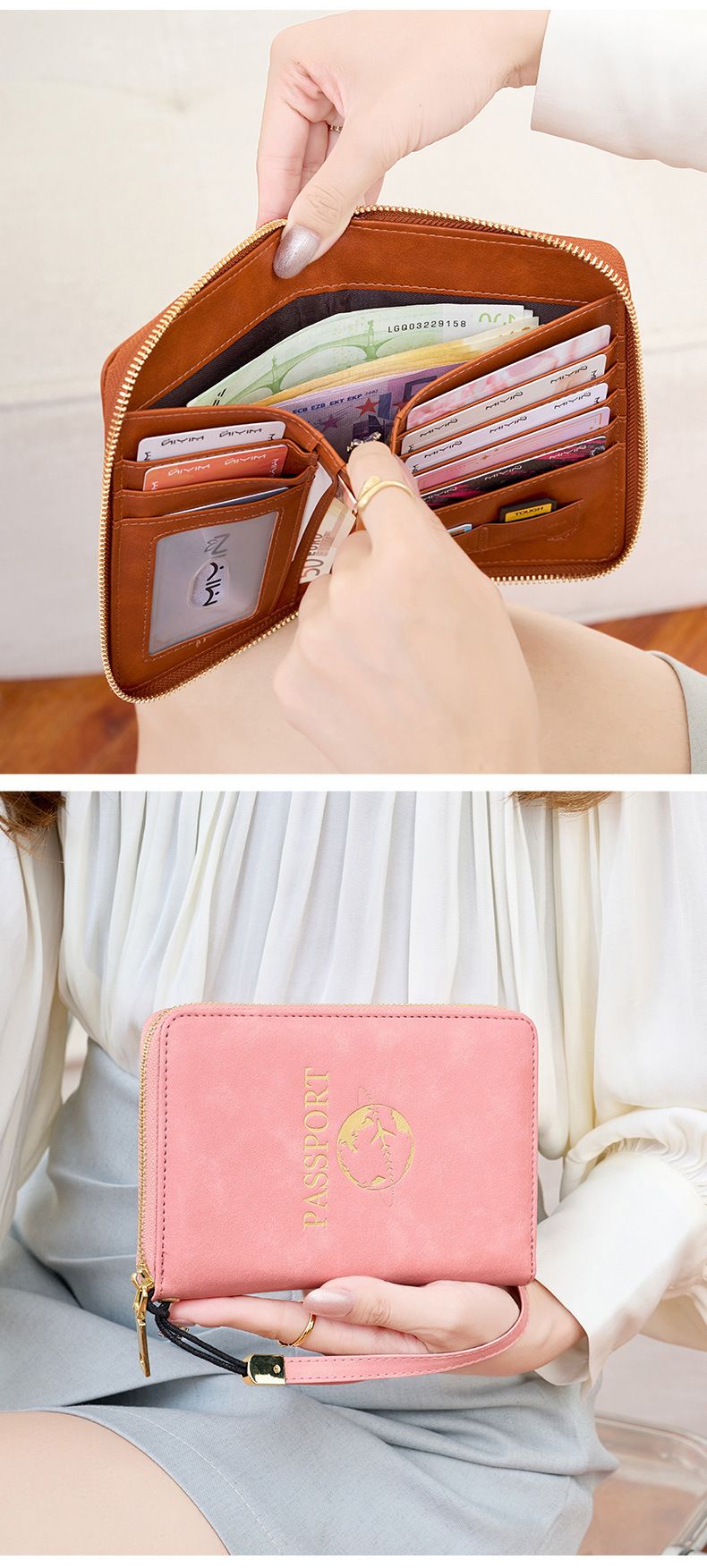RFID passport wallet, multi-functional, magnetic protection