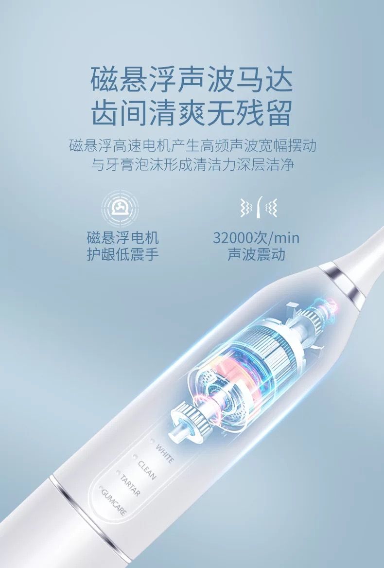 Smart ultrasonic electric toothbrush with magnetic mounting