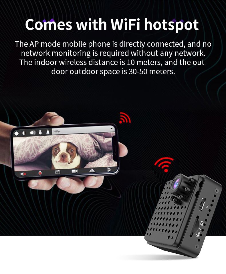 Kablosuz WiFi HD ağ kamerası, gece görüşü, iç ve dış mekan