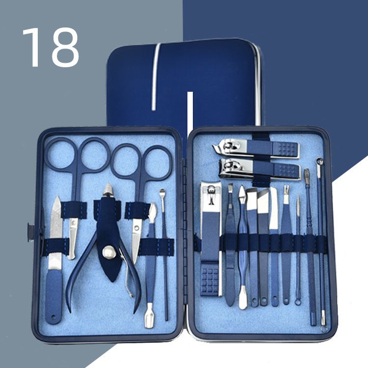 Black nail scissors set with nail clippers and manicure tools