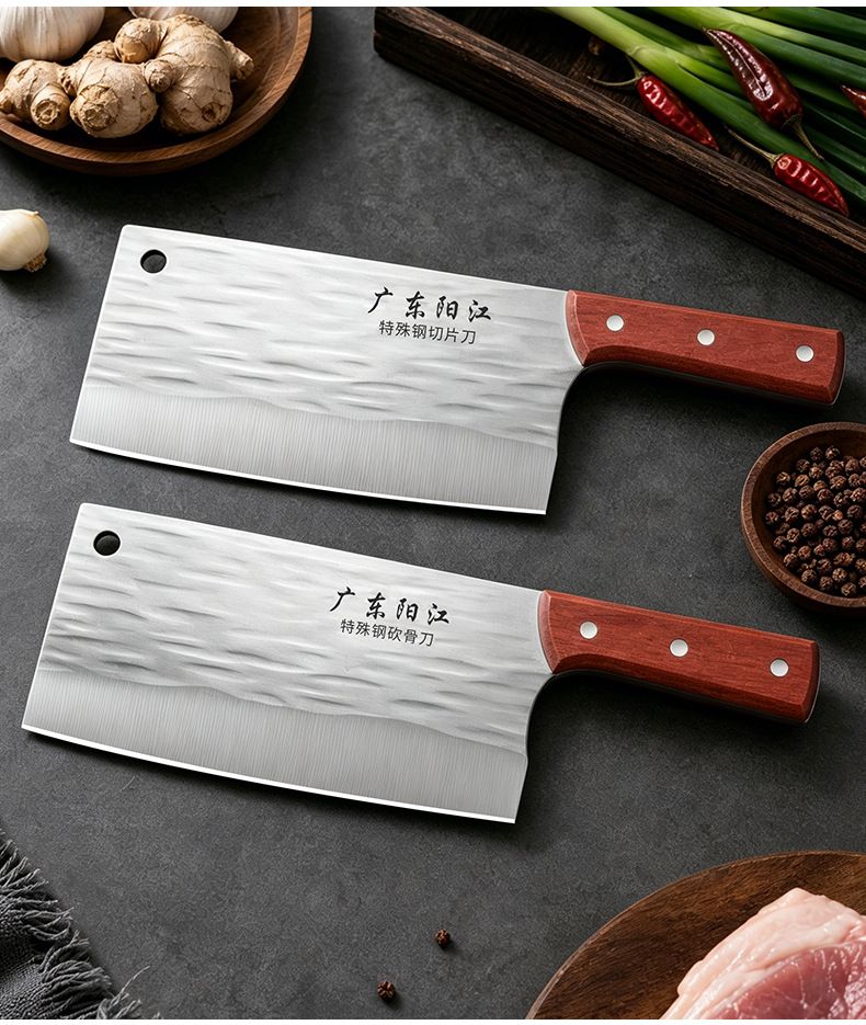 Yangjiang kitchen knife set, stainless steel, wooden handles