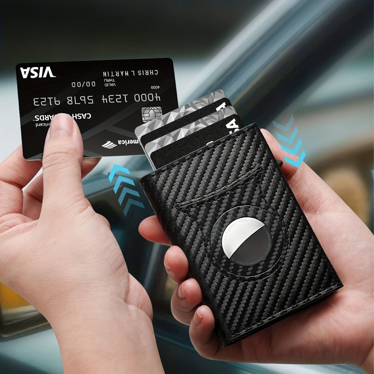 Herrengeldbörse, RFID, Apple-AirTag-kompatibel, Kohlenstofffaser