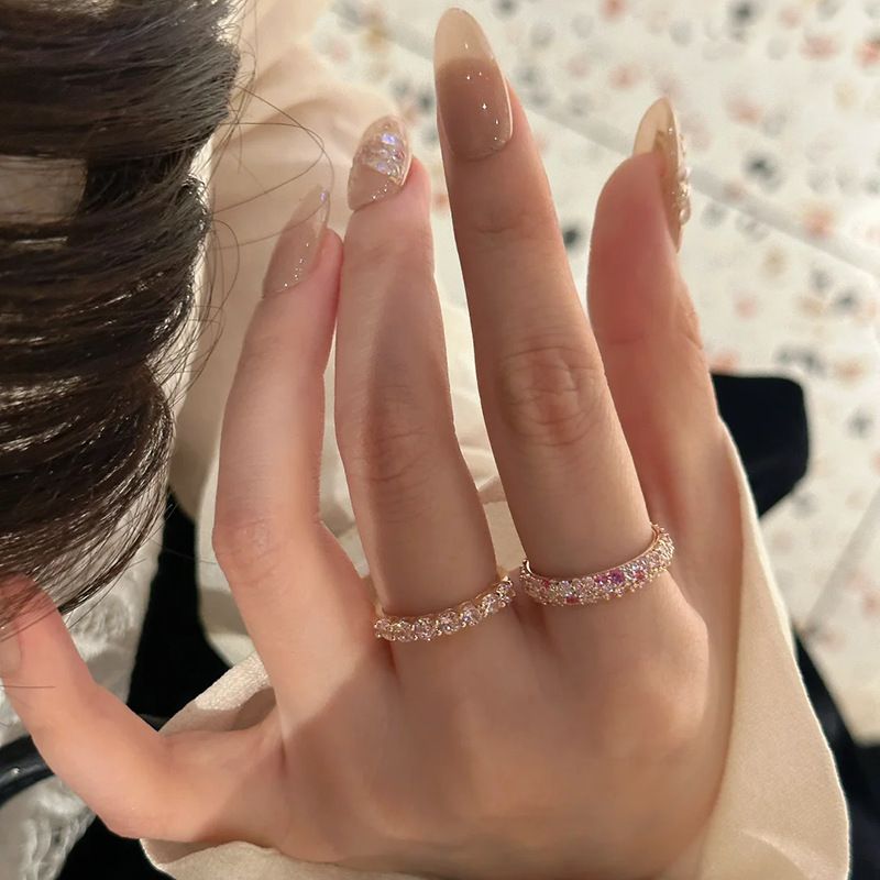 Pink Zircon Eternity Ring for Women, Stackable