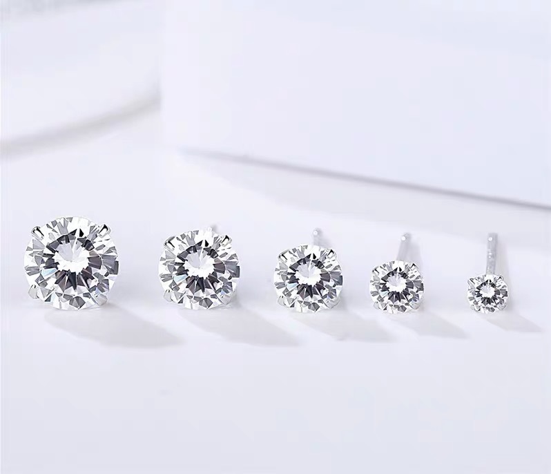 S999 Sterlingsilber Damenstecker, vierzackig, elegant