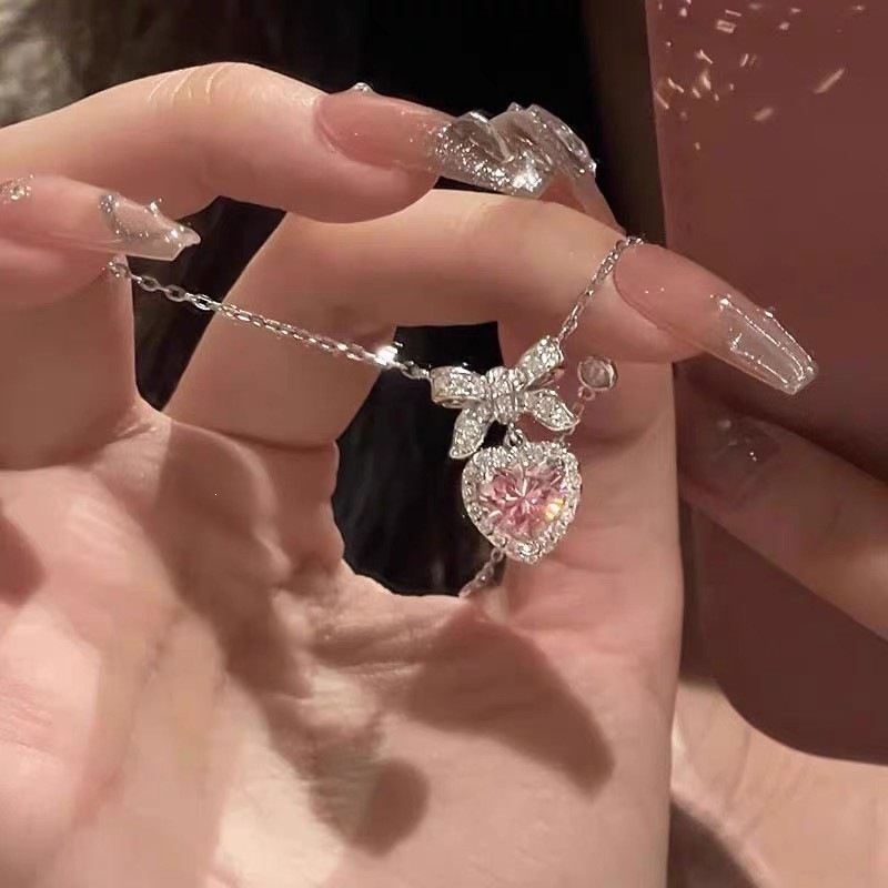 S925 Sterlingsilber Zirkonia-Halskette, glänzend und farbbeständig
