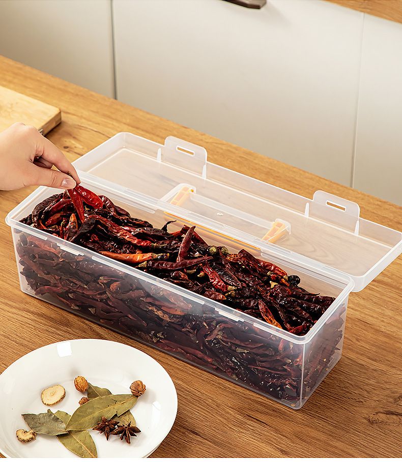 Spice storage box with compartments, kitchen