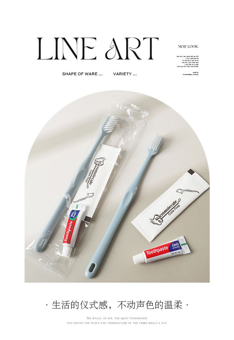 Hotel disposable toothbrush and toothpaste set, 3-in-1, portable