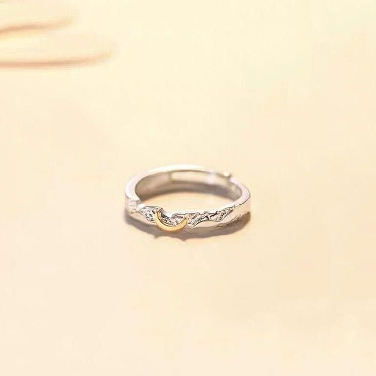Sun and Moon couple rings, adjustable