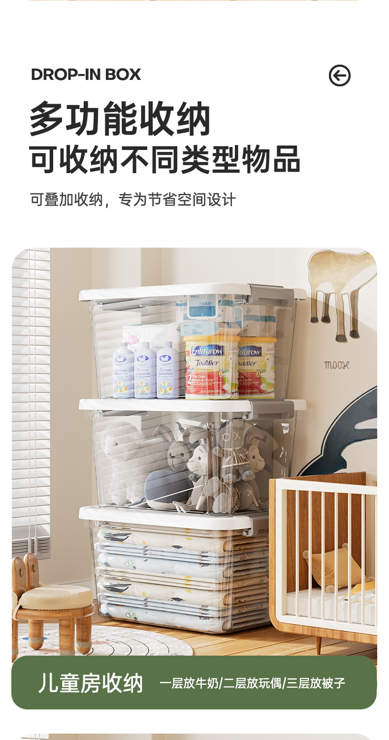 Z1280加厚透明收纳箱家用车用衣服收纳盒衣柜玩具零食整理箱