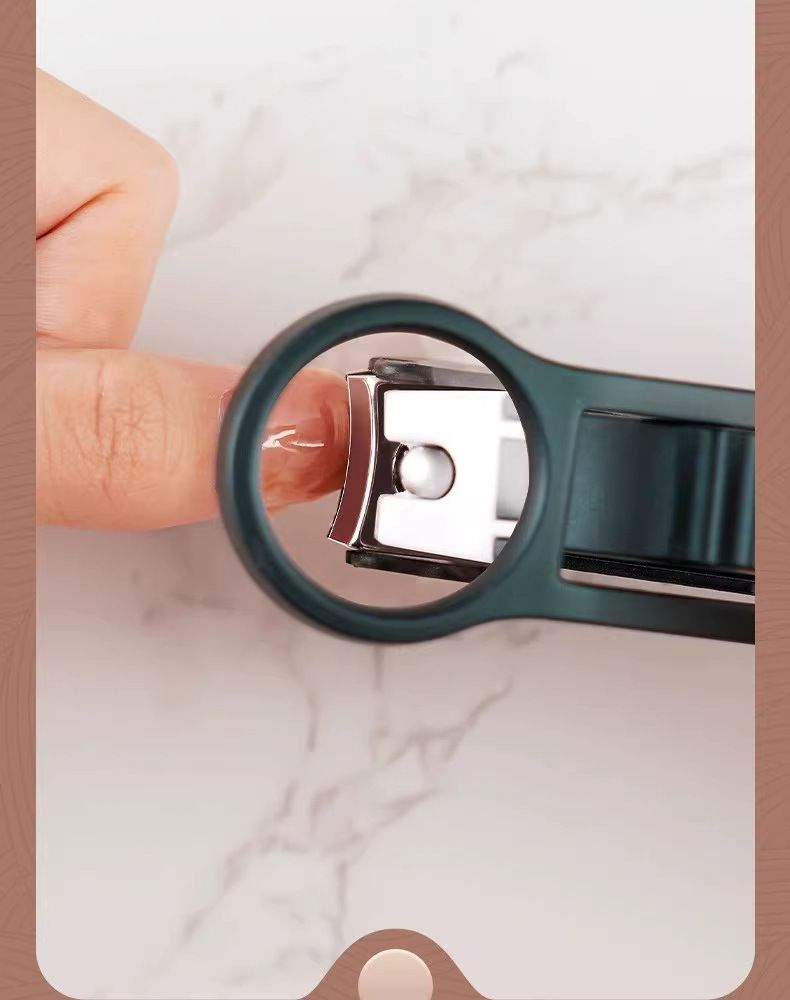 Nail clipper set with magnifier, anti-splash, stainless steel, 2-in-1