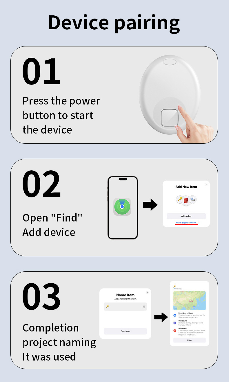 Apple AirTag compatible smart locator, Bluetooth positioning