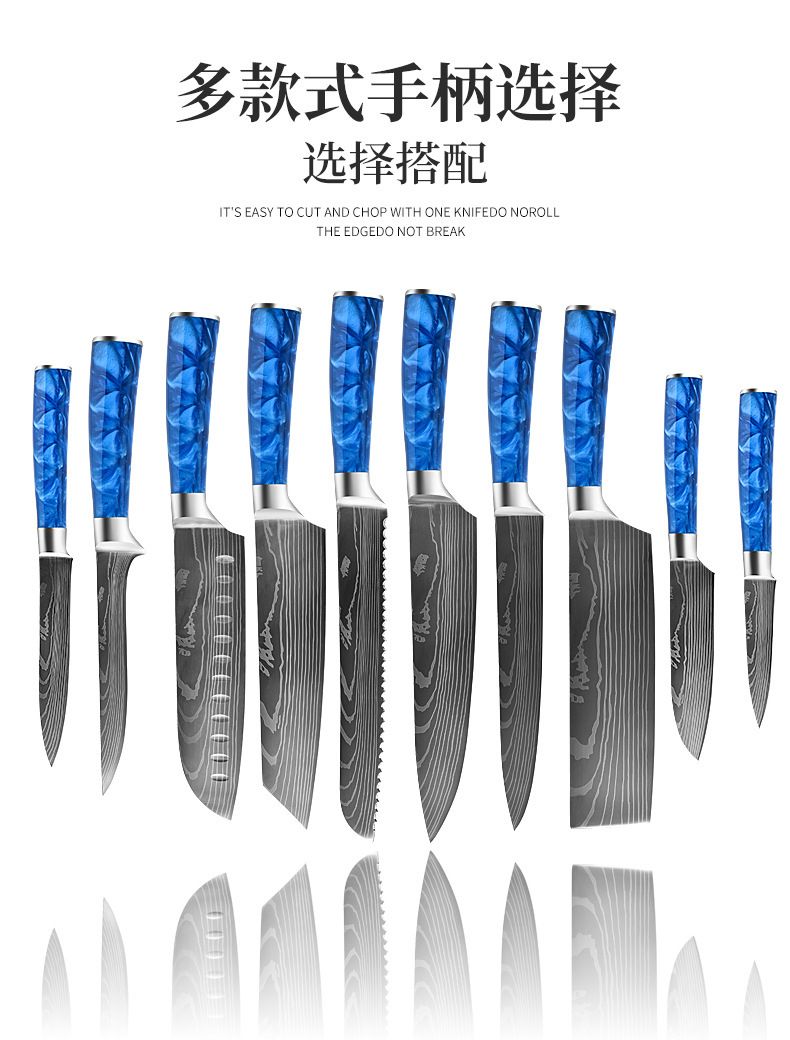 Damaszener-Muster Messerset, 7-Zoll Santoku, Entbeiningmesser