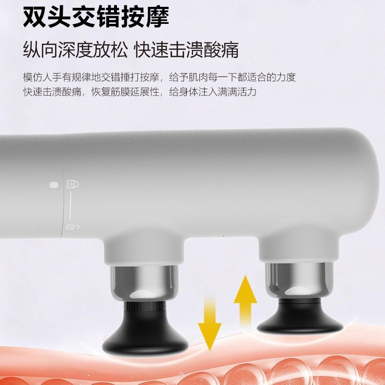 跨境弯头筋膜枪电动双头手持不求人长柄按摩枪无刷电机肌肉按摩器