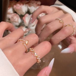 Gümüş gardenia açık kadın yüzüğü