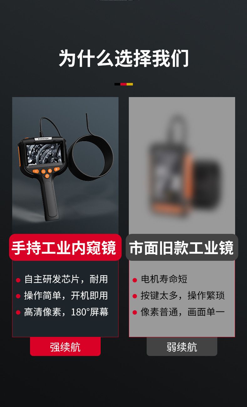 可视内窥镜高清摄像头工业管道汽车维修发动机积碳检测探头工业级