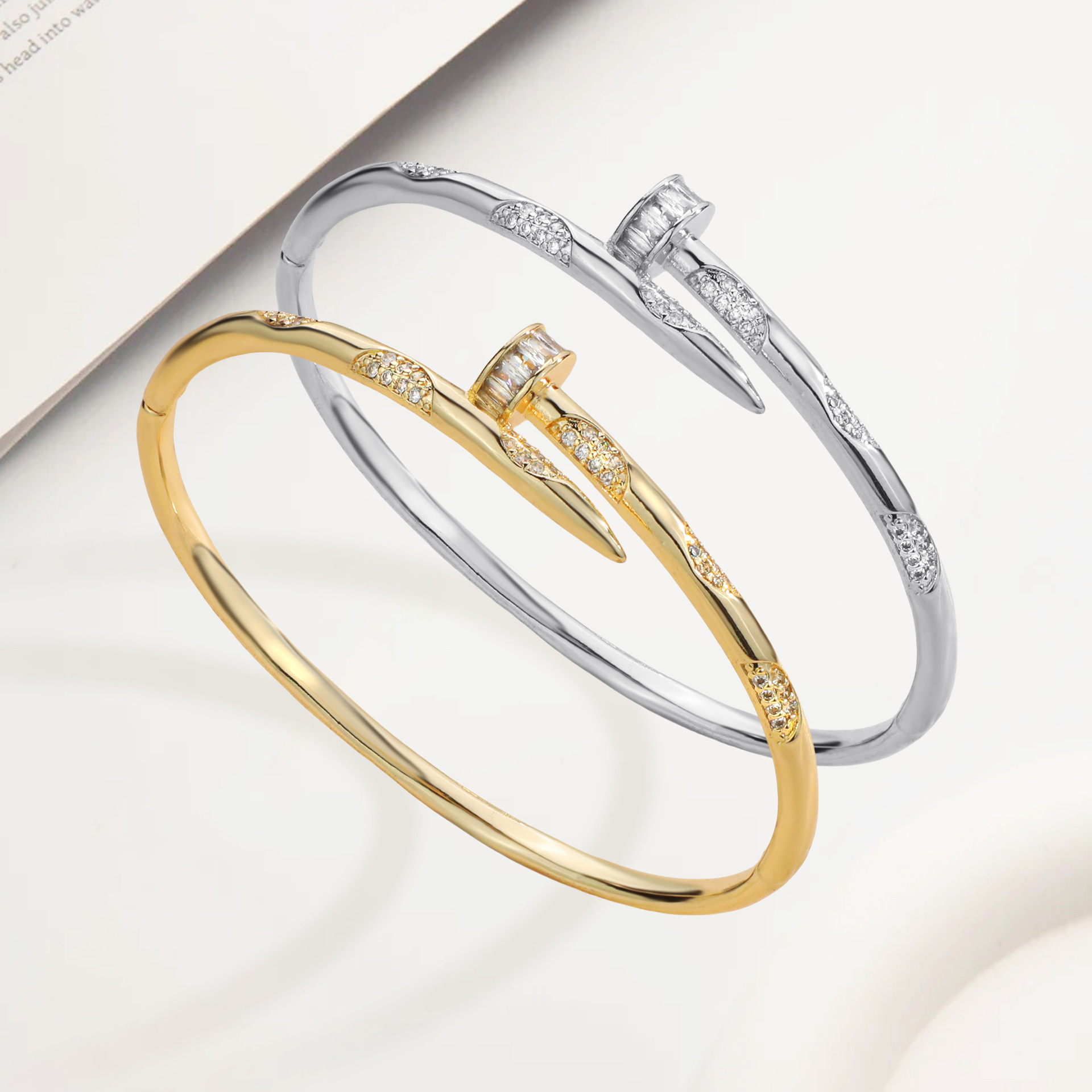 Armband, kupferplattiert, Zirkonia mit Sternenmotiv