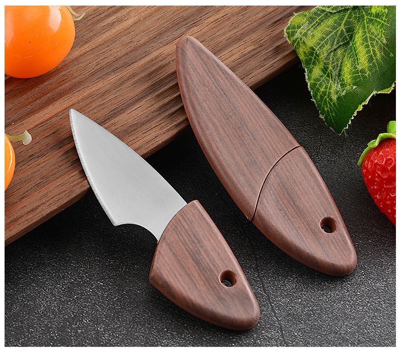 Mini ahşap balık tasarımlı soyma bıçağı ve meyve bıçağı, taşınabilir